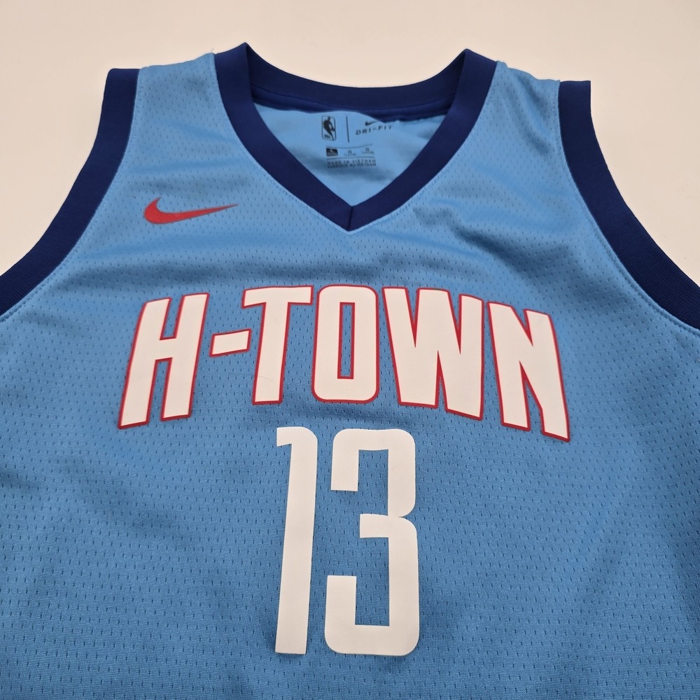 City Blue Houston Rockets James Harden Jersey Youth Large 14/16 Swingman Nike